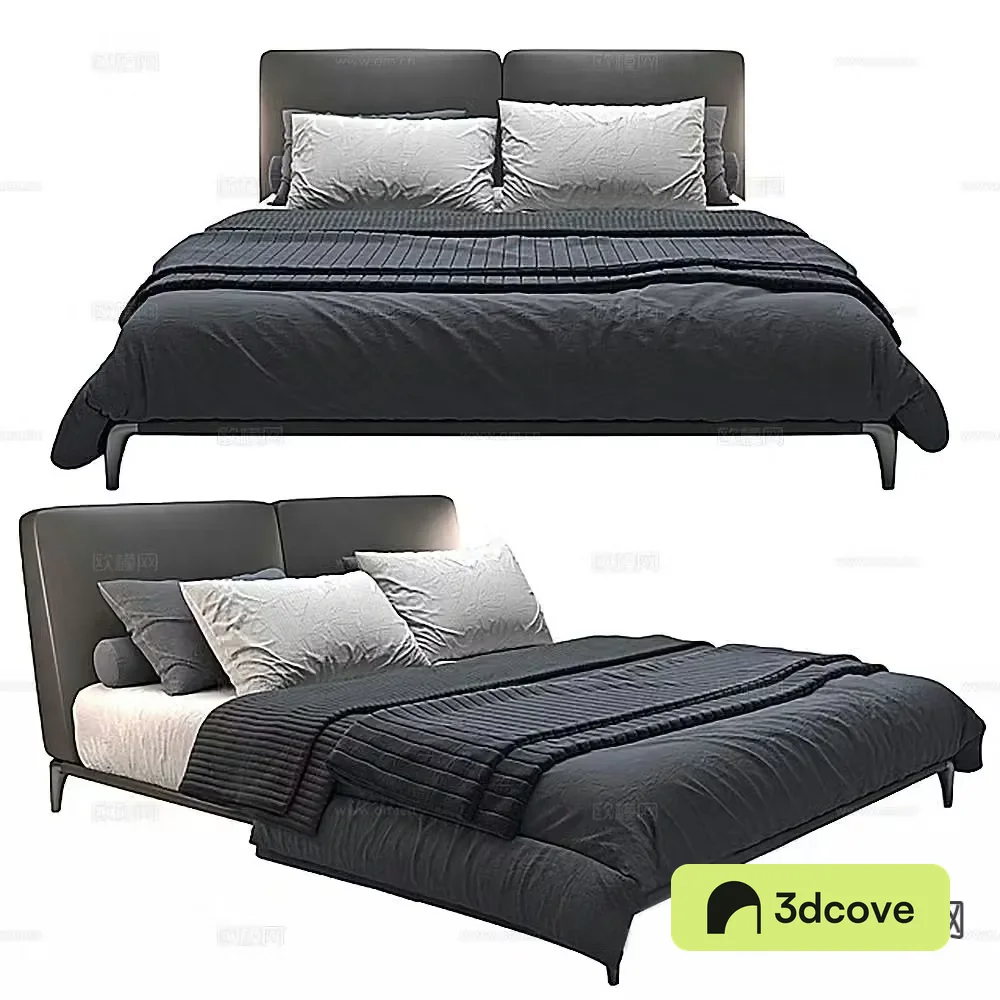 Modern double bed 3d model