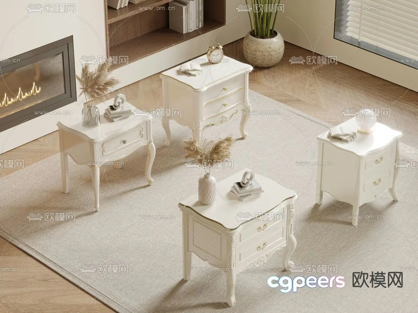 Cream style bedside table 3d model
