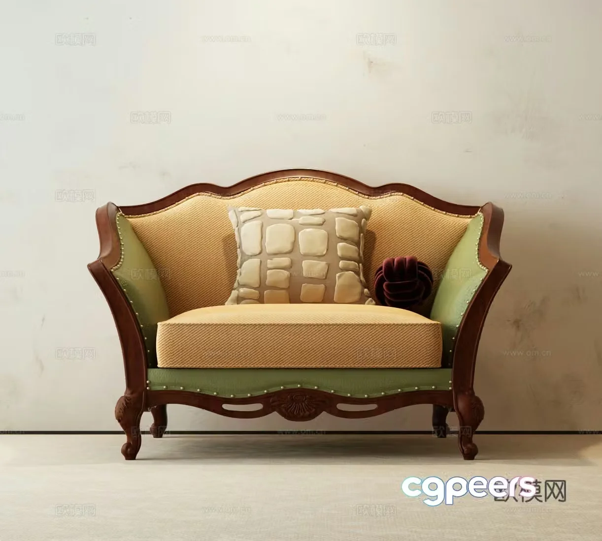 American single sofa 3d model