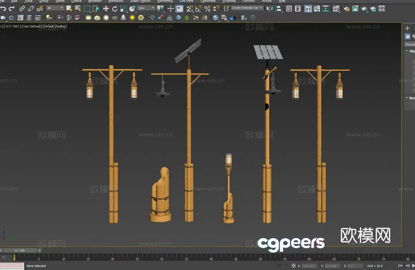 New Chinese style bamboo rural street lights rural lighting system solar street lights ecological lighting system 3D model
