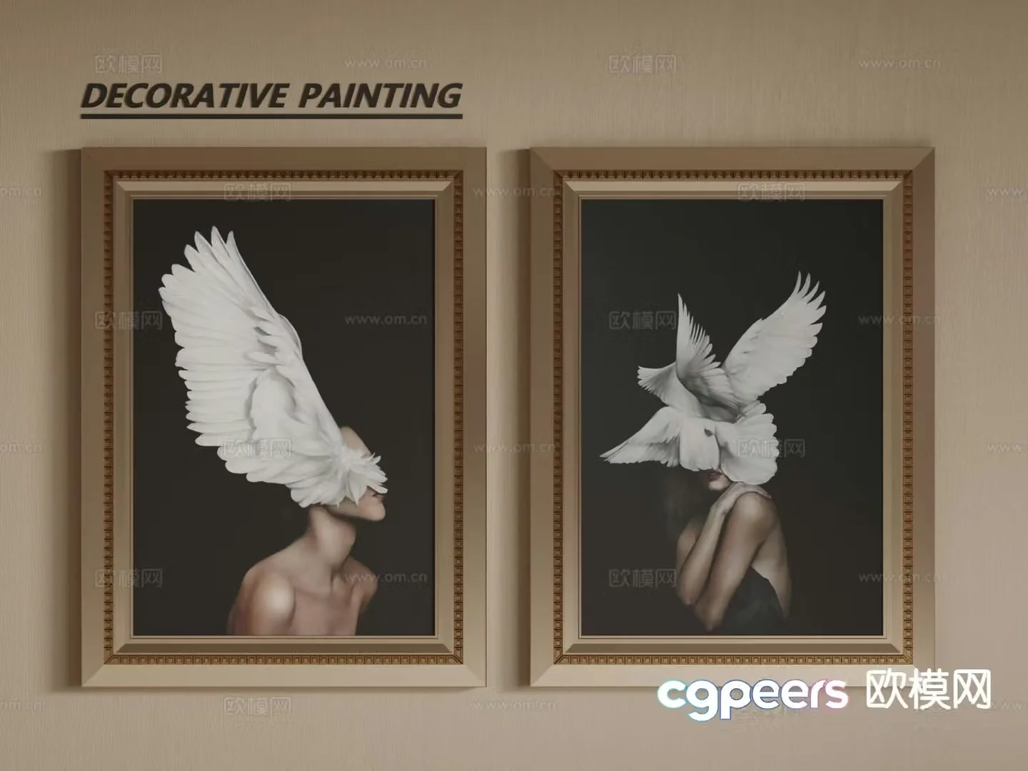 European decorative painting frame painting entrance hanging painting 3D model