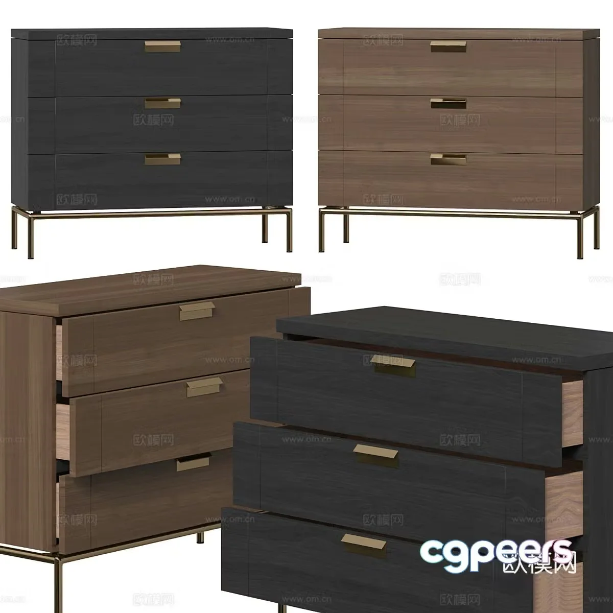 Modern Italian light luxury side cabinet bedside table low cabinet 3D model