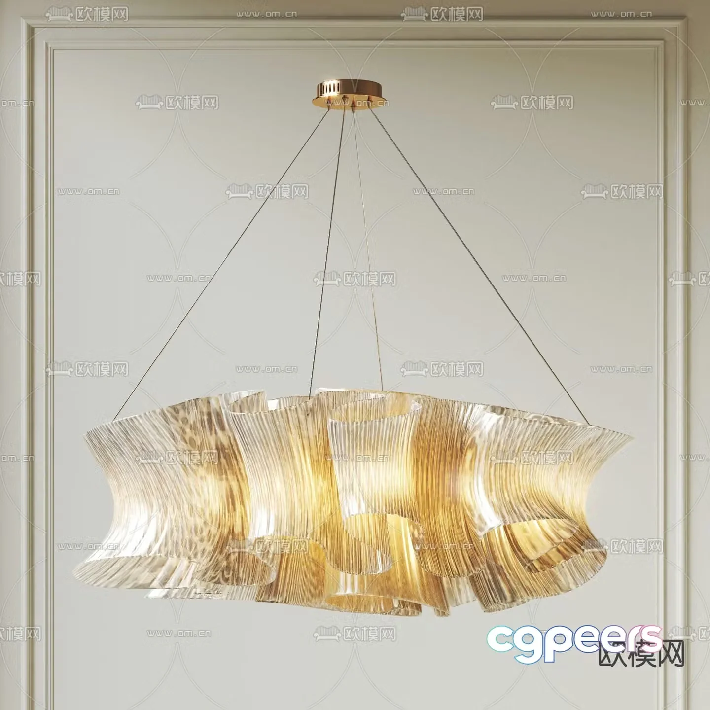 New Chinese style gauze chandelier art chandelier 3d model