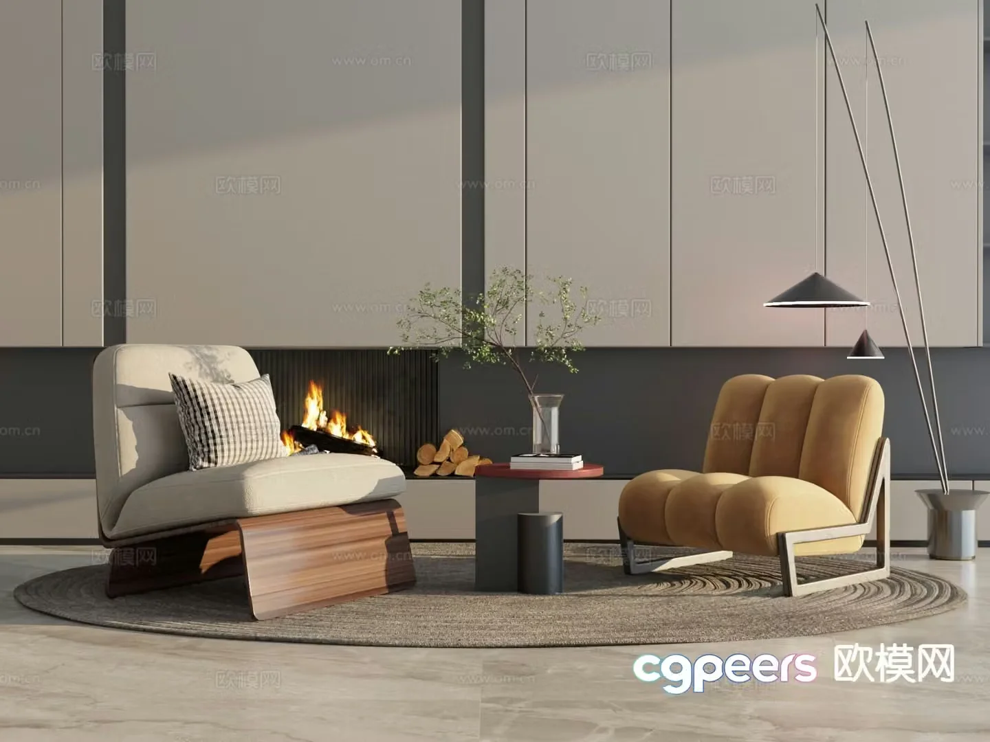 Modern sofa chair leisure chair table 3d model
