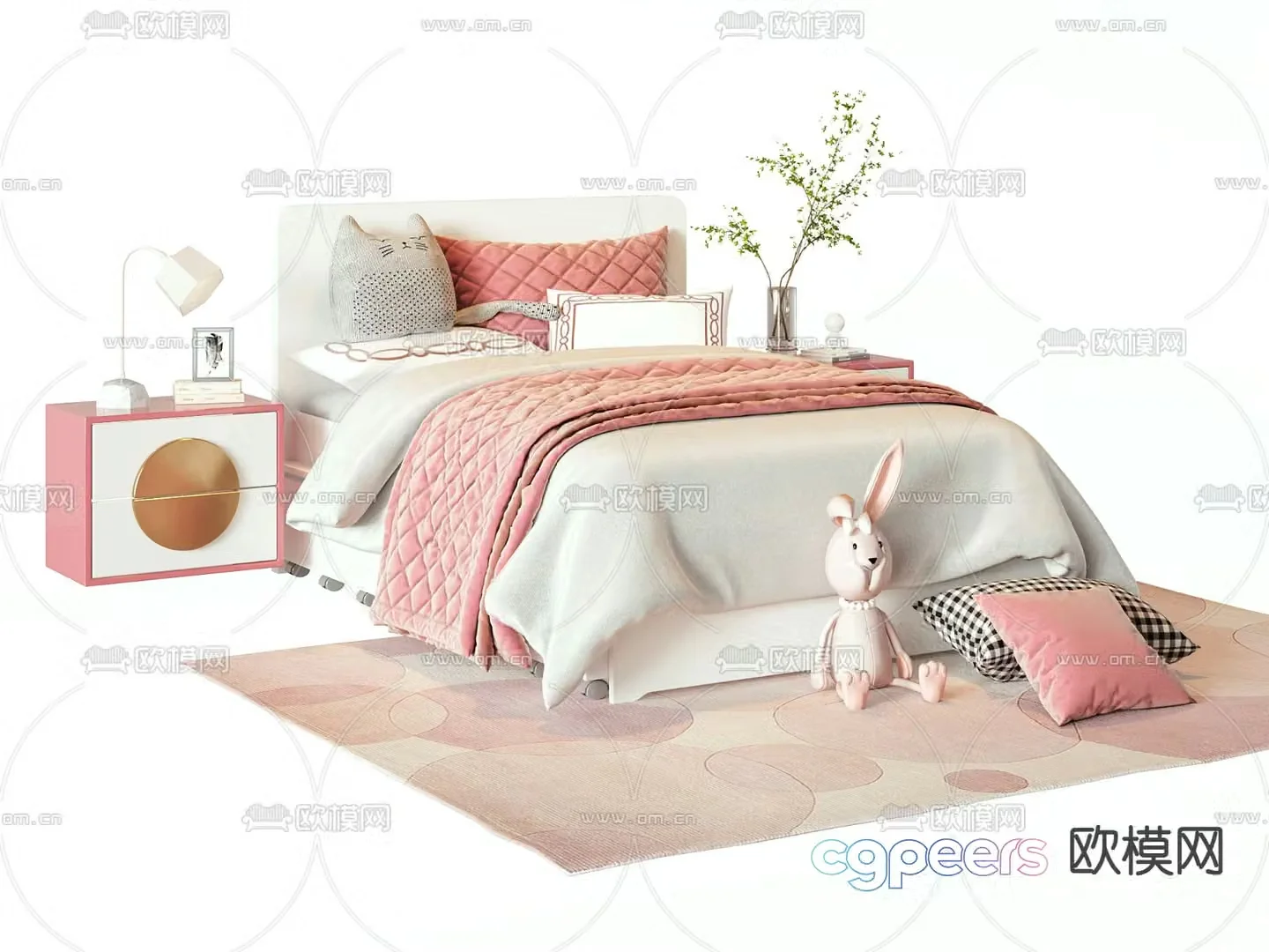 Modern fabric children’s bed 3d model