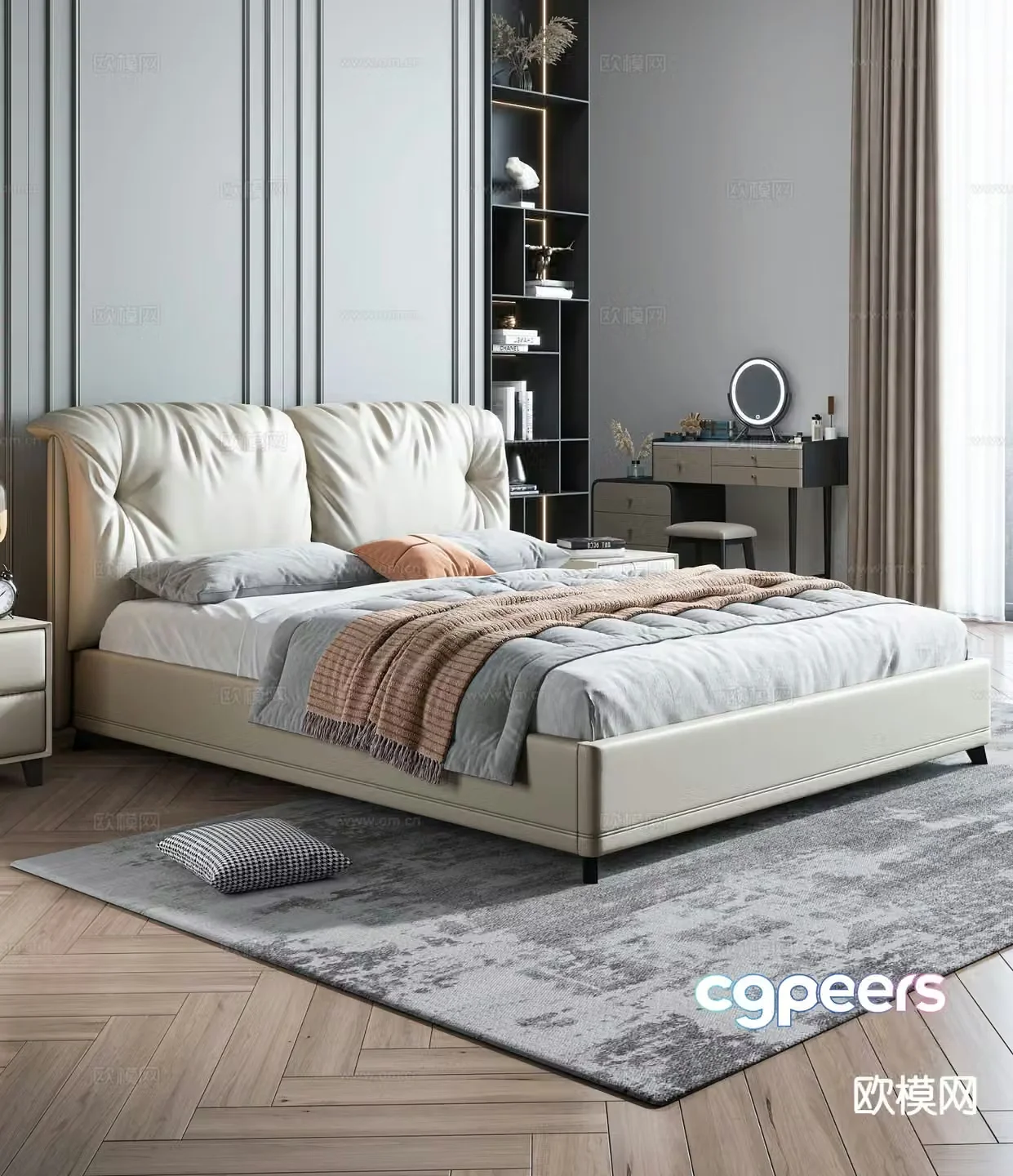 Modern double bed 3d model