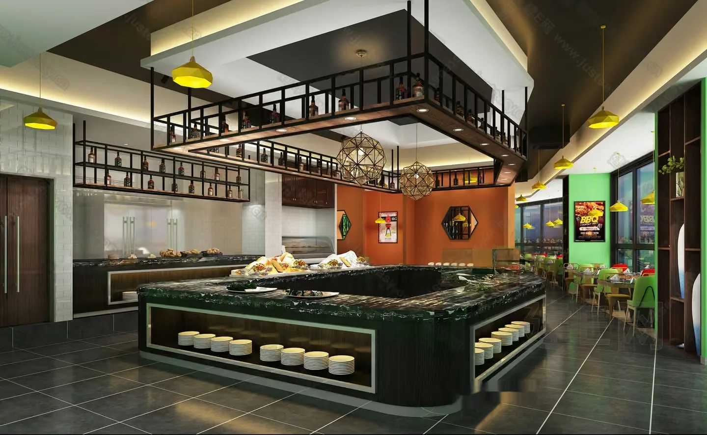 Modern Buffet Counter 3D Model – 3144 – VRAY Render