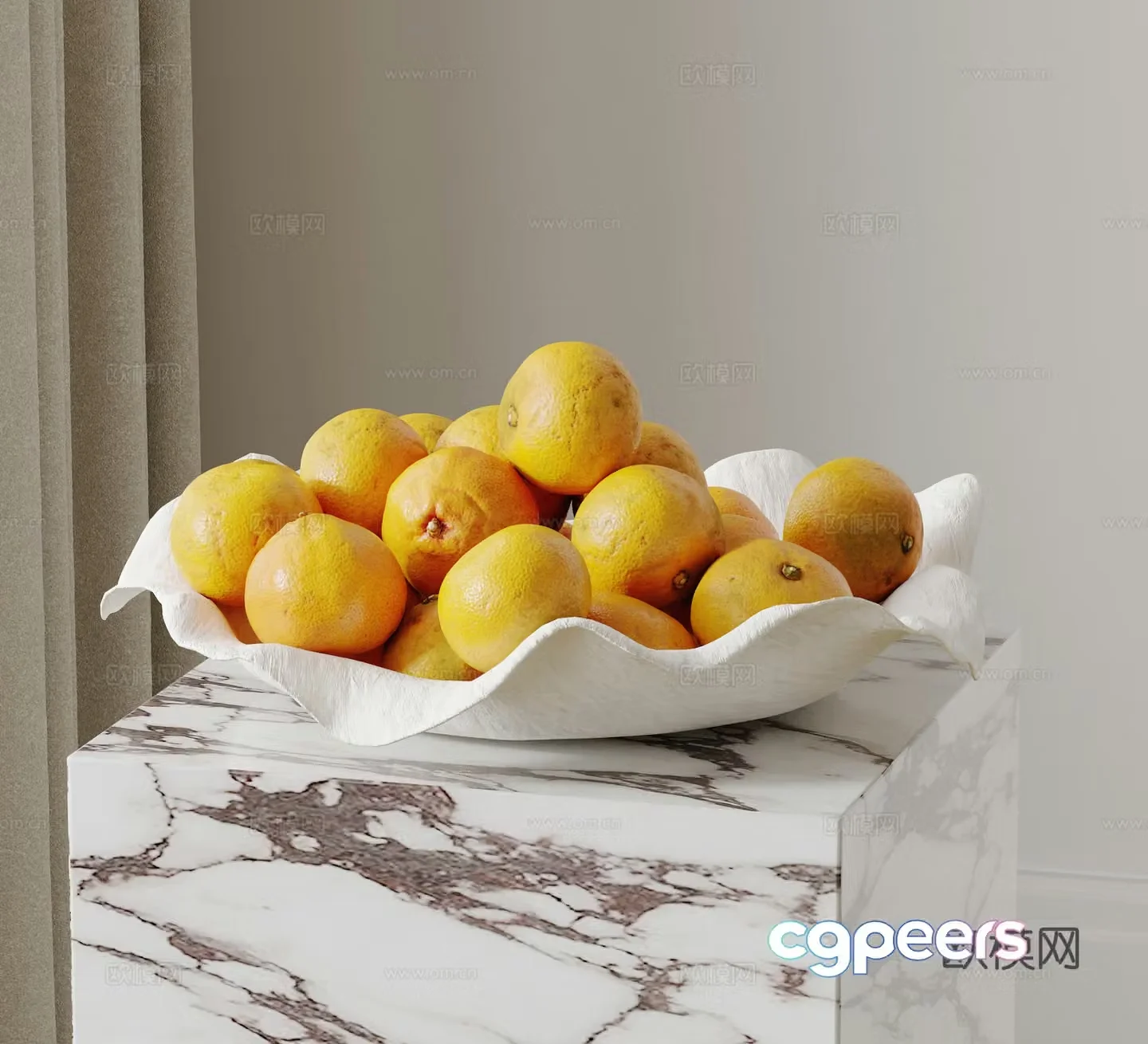 Modern fruit orange orange curtain 3d model