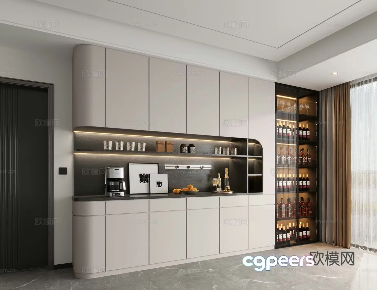 Modern sideboard high sideboard wine cabinet 3D model