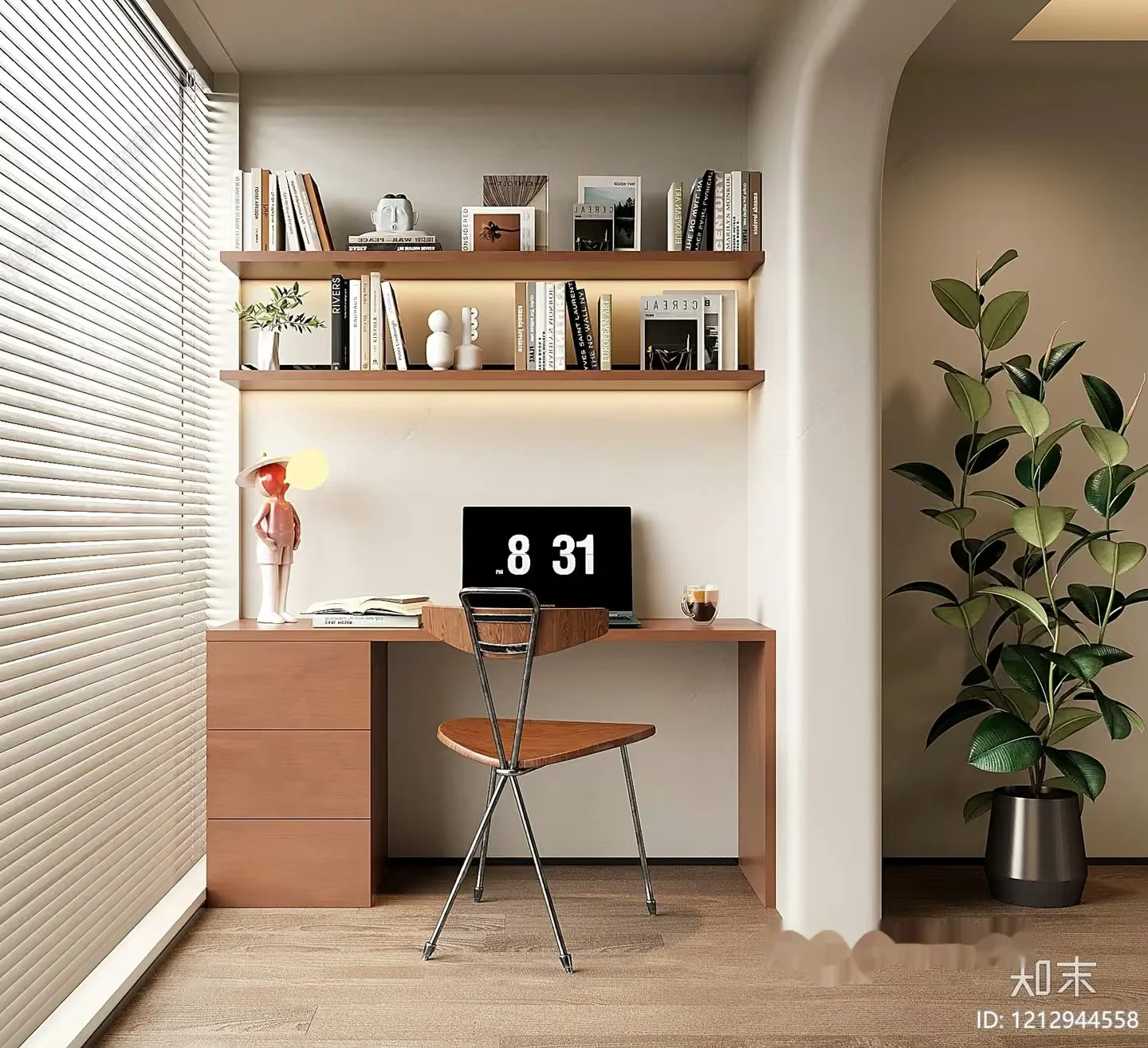A Minimalist Home Office 3D Model – 3909 – VRAY Render