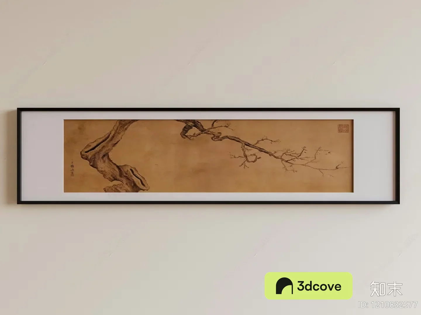 A Framed Piece Of Art With A Tree Branch Design