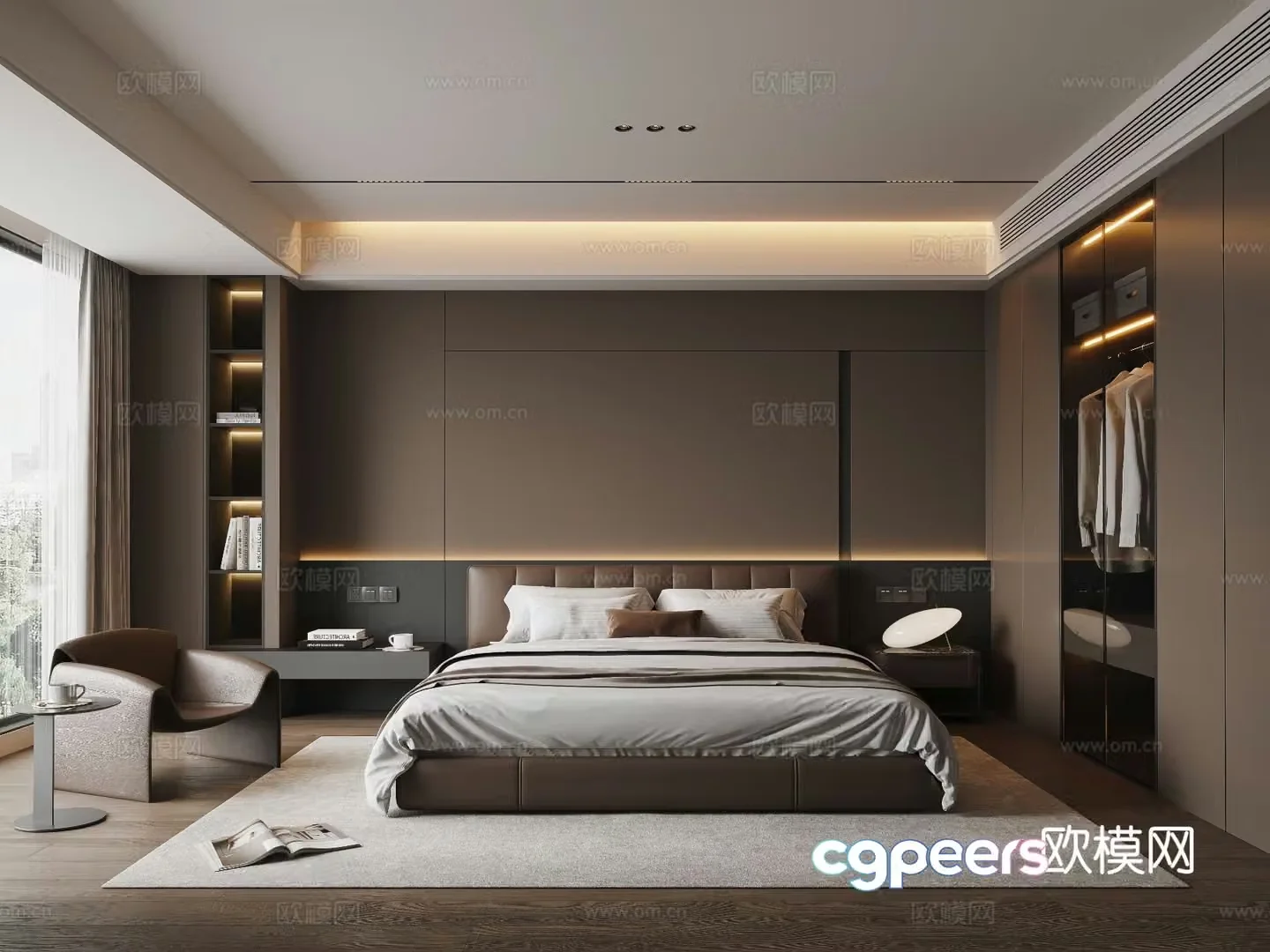 Modern Italian bedroom master room 3d model