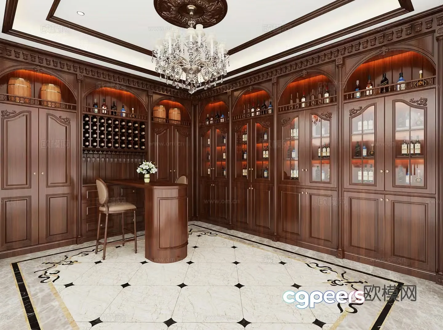 Wine cellar restaurant American European 3D model