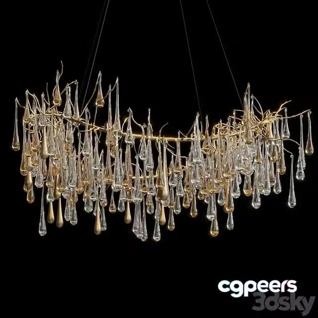 3ds Max Free – Hanging chandelier Vargov Design – Olive (Metal, Glass)