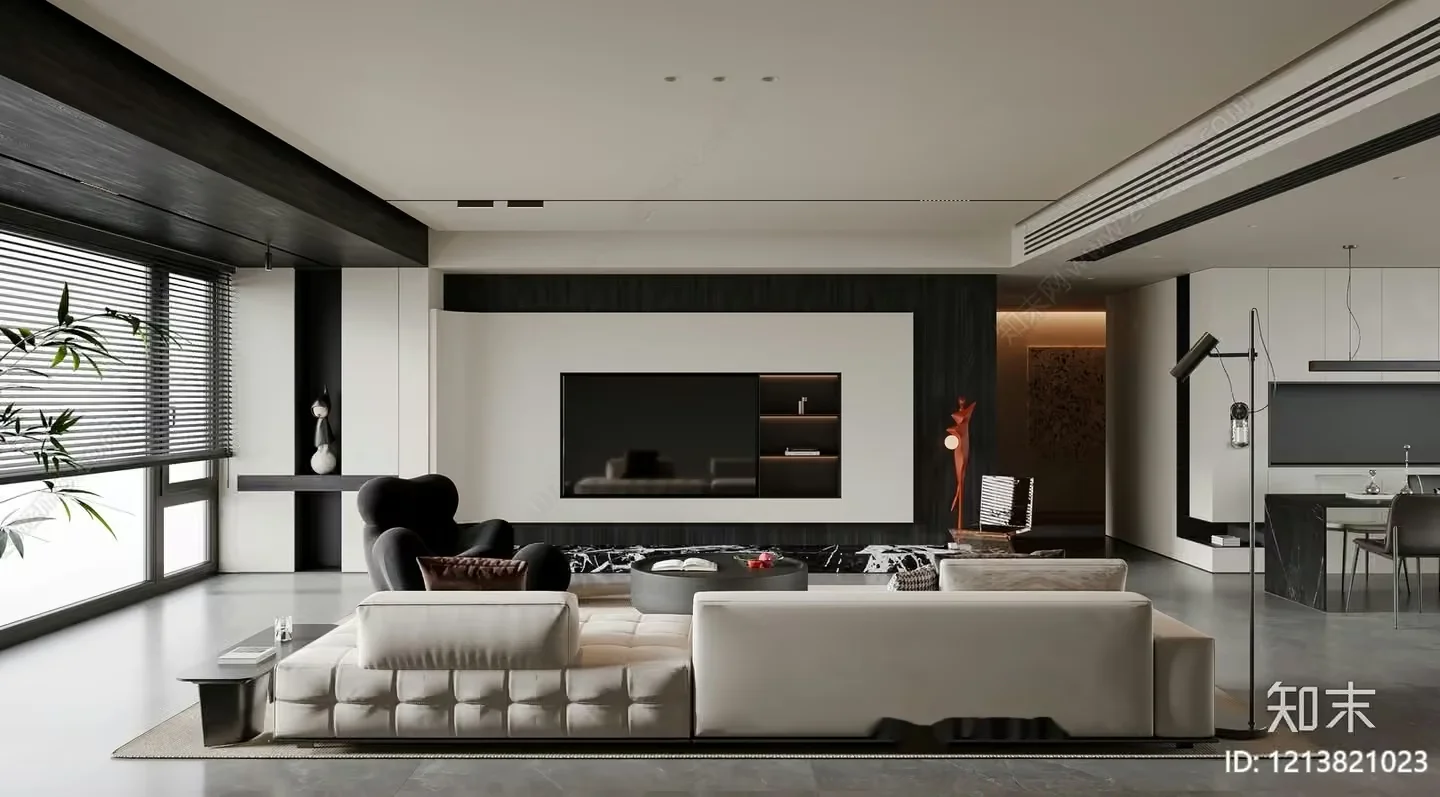 Modern Living Room 3D Model – 9896 – VRAY Render