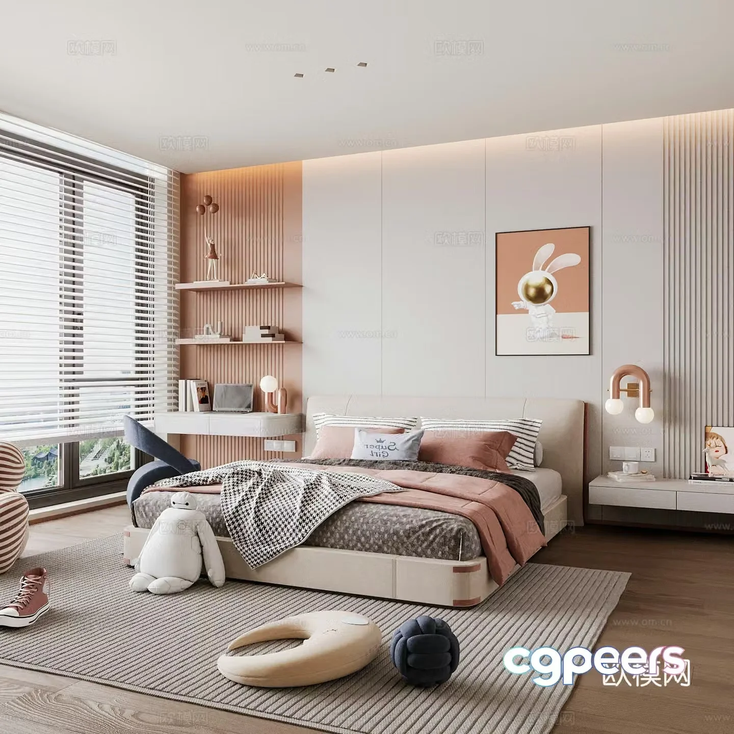 Modern children’s room girl’s room 3d model