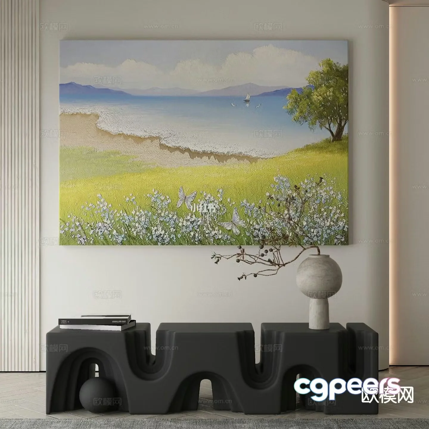 Modern decorative painting landscape oil painting 3d model