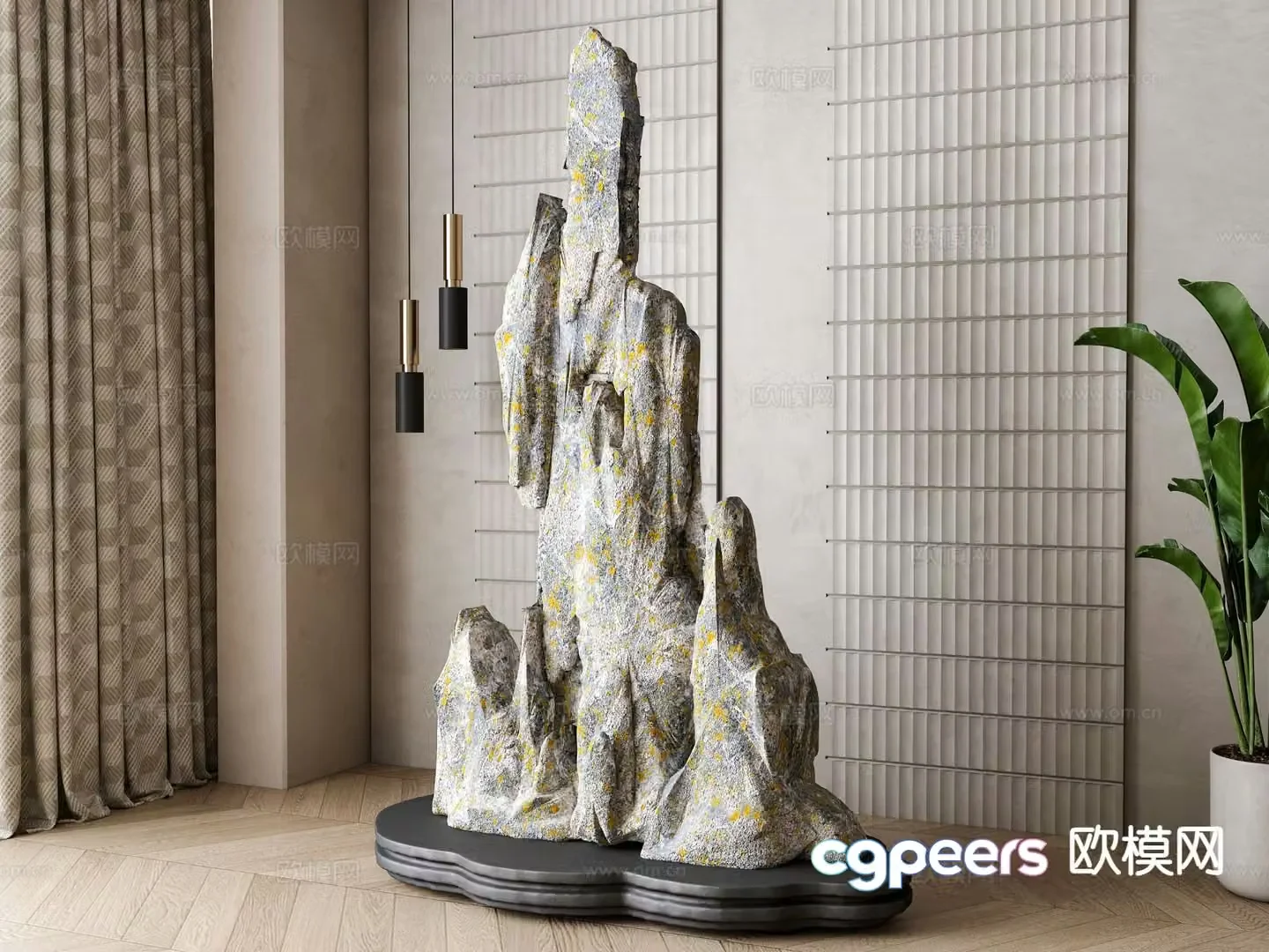 New Chinese style rockery landscape stone sculpture ornaments 3D model