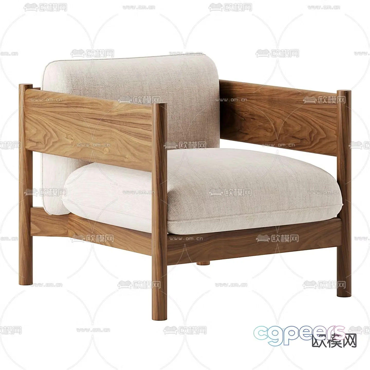 Molteni&C Nordic fabric lounge chair 3d model