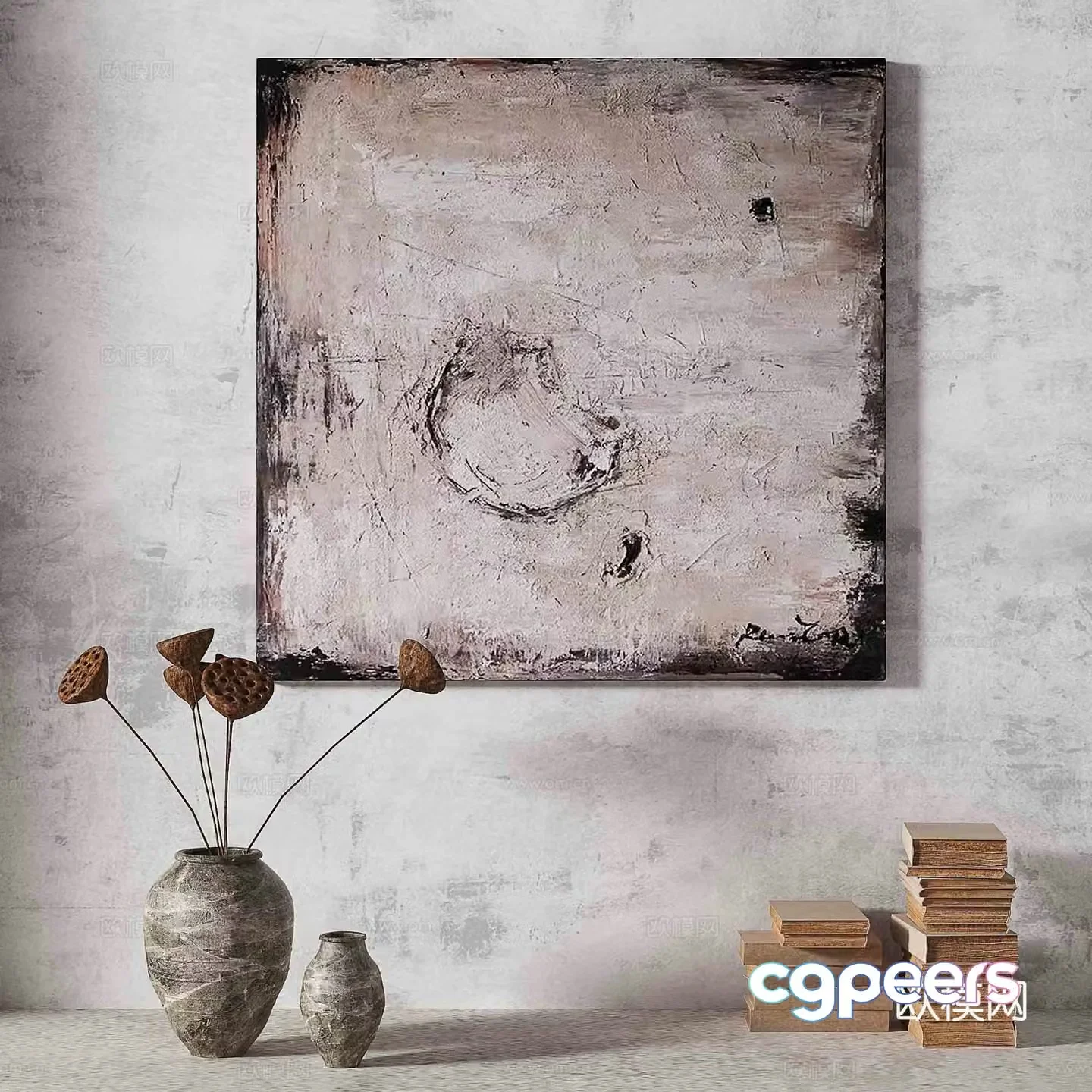 Wasabi light luxury abstract decorative painting 3d model