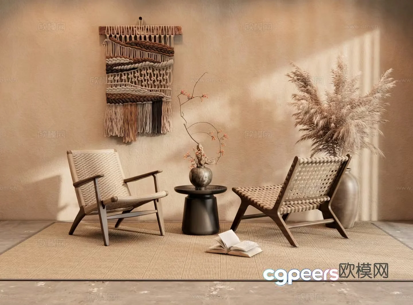 Wasabi outdoor table and chair rattan chair outdoor chair 3d model