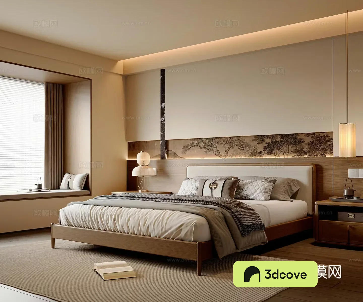 New Chinese style Chinese bedroom double bed new Chinese style chandeliers new Chinese style desk lamp bedroom accessories ornaments