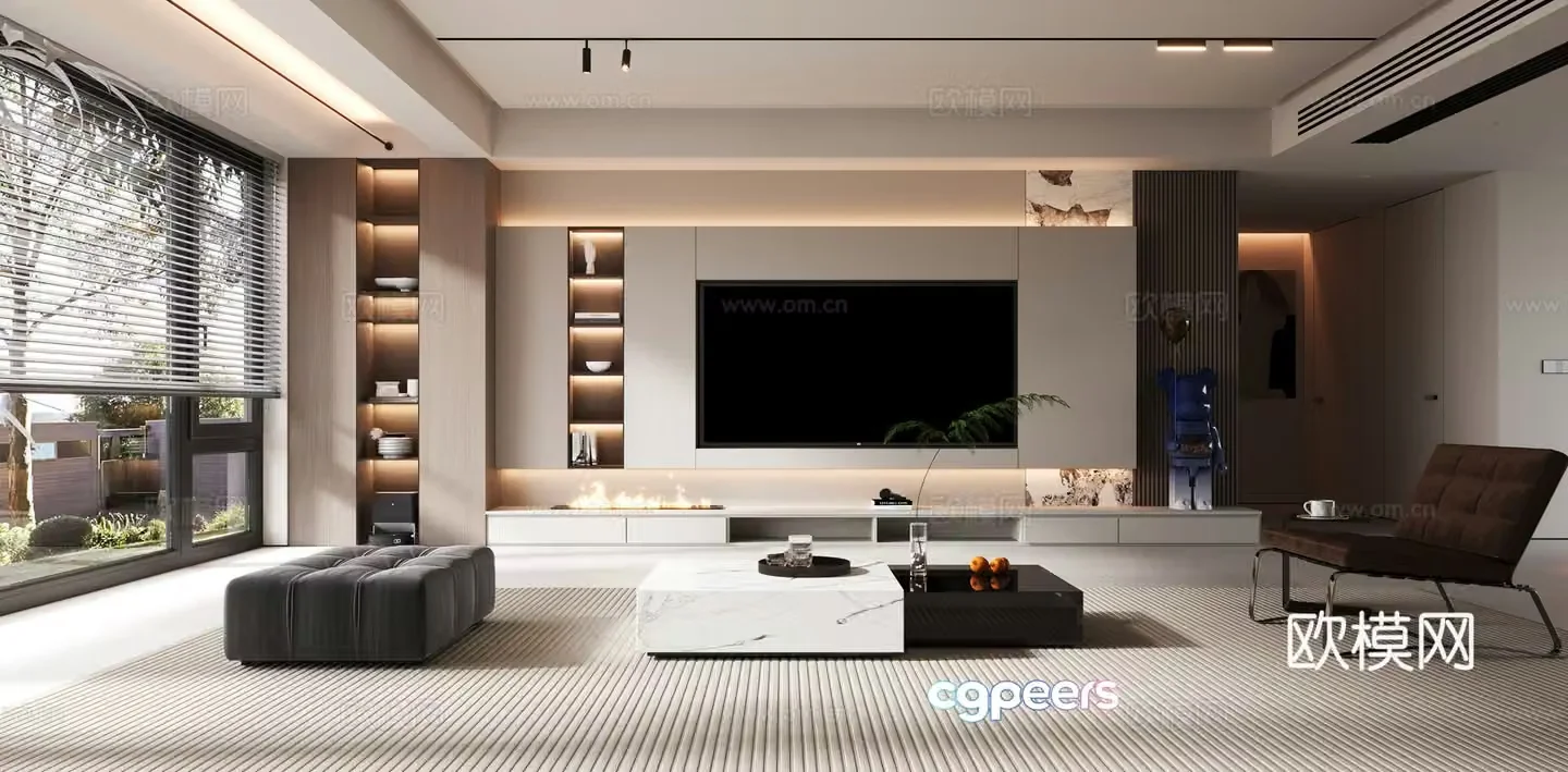 Modern TV background wall 3d model