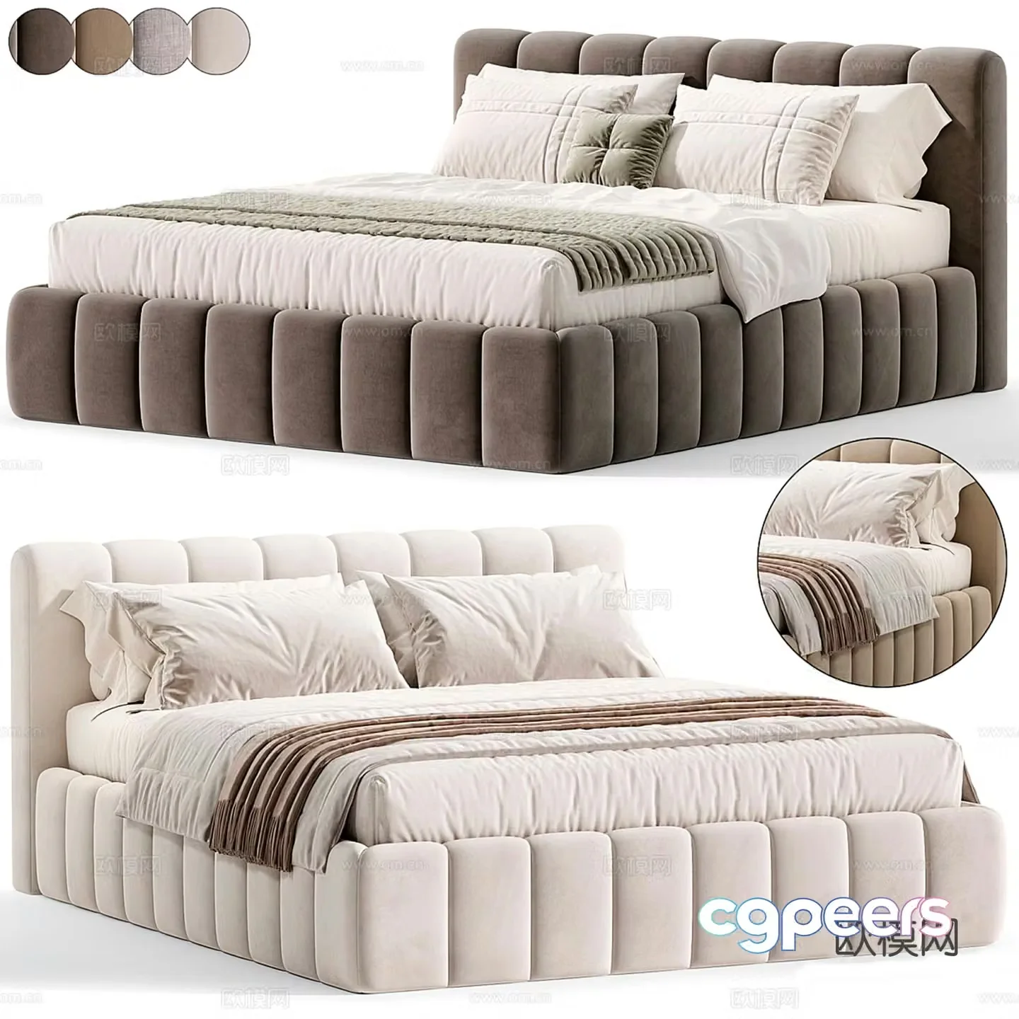 Cazarina Tacoma Italian double bed 3d model