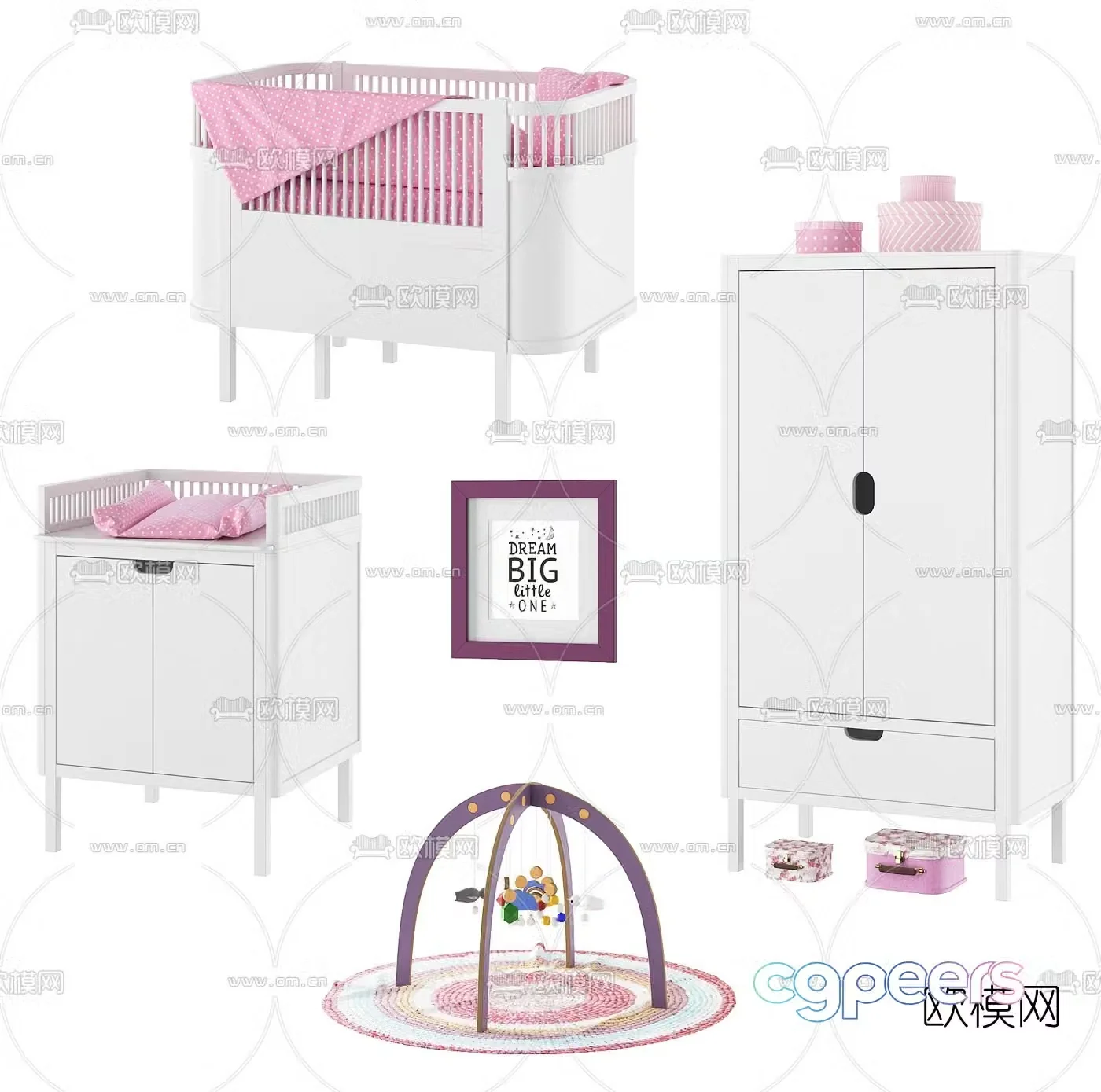 Modern children cabinet crib toys 3d model
