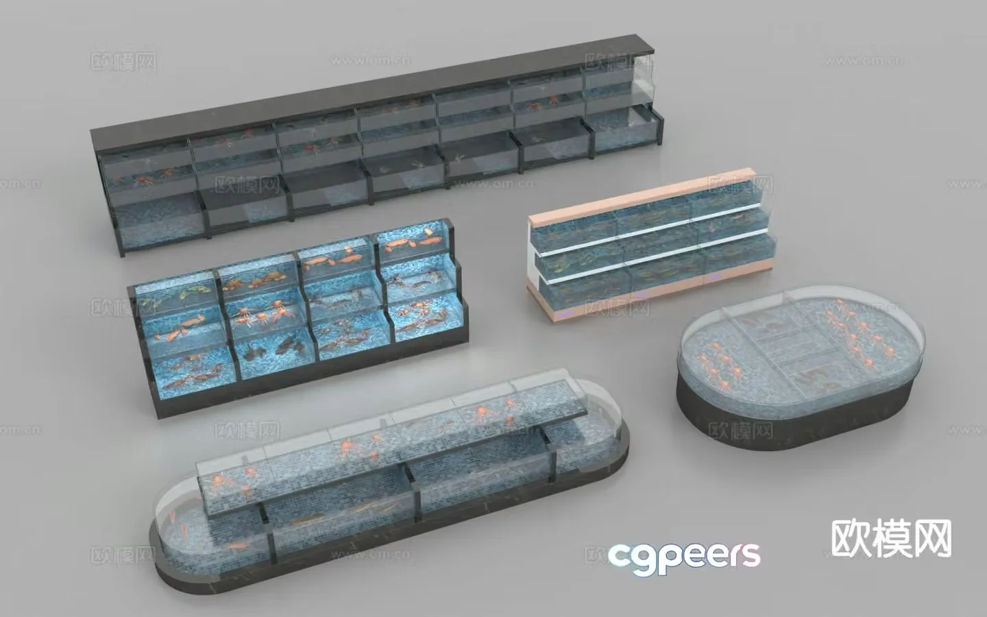 Supermarket seafood pool seafood table fish tank 3D model