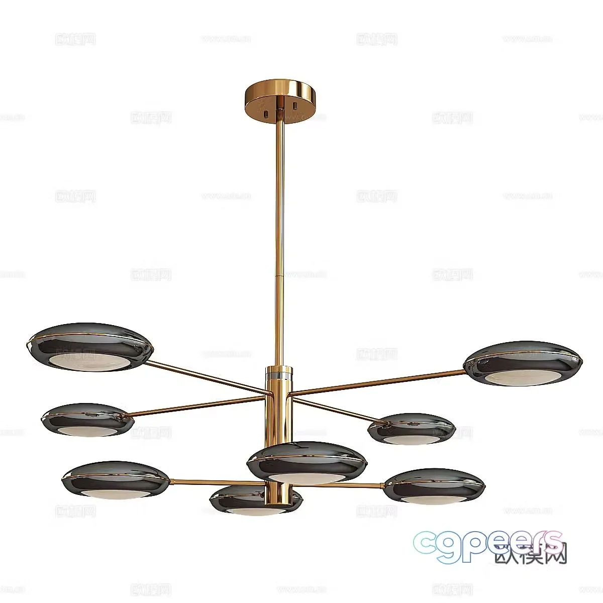 Modern multi-head chandelier 3d model