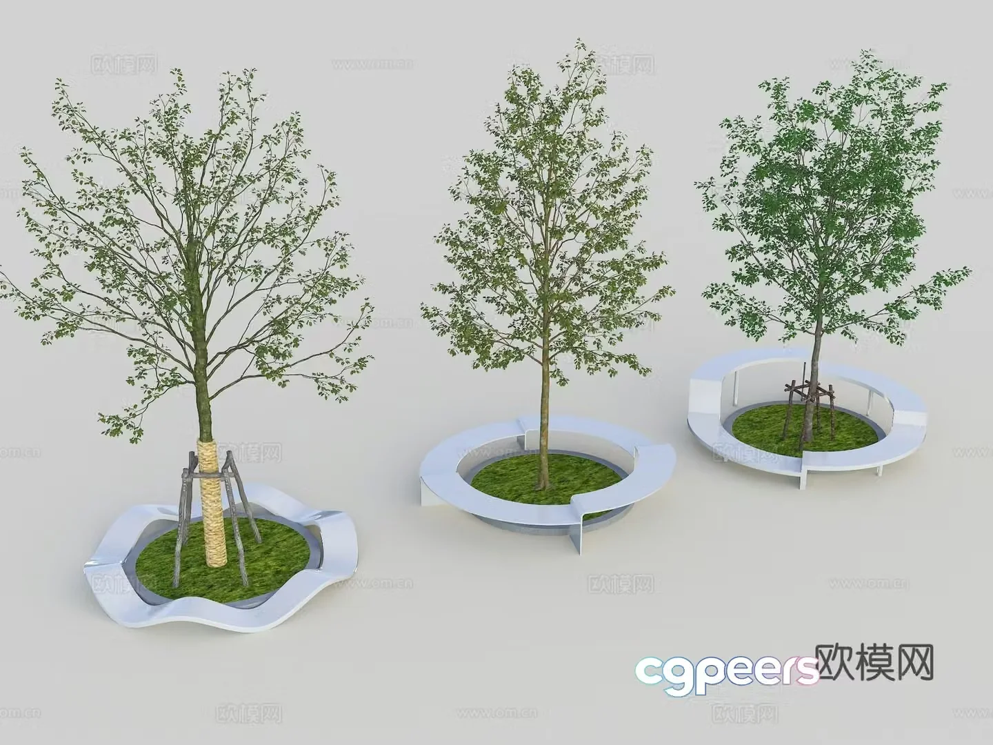 Modern combined tree pool table and chairs Landscape tree pool Simple tree pool Tree pool seat Square seat Row 3D model