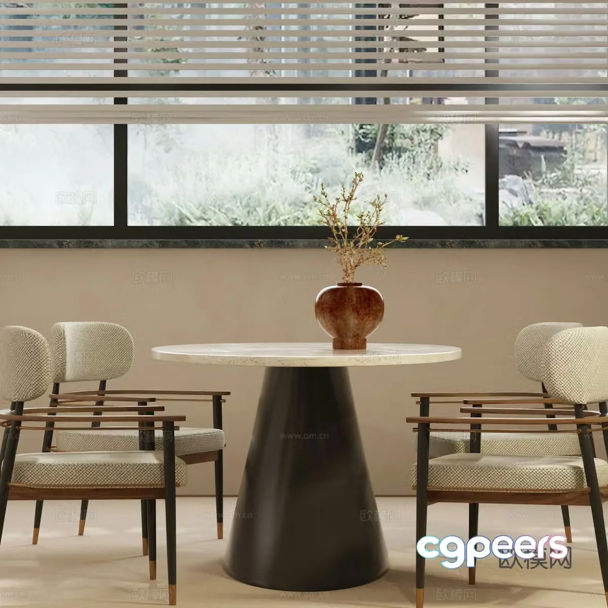 Modern Italian dining table and chair combination Italian luxury dining table and chair combination 3D model