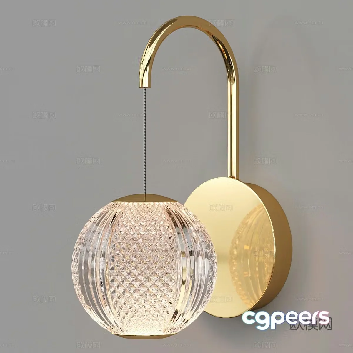 Modern light luxury metal decorative wall light 3d model