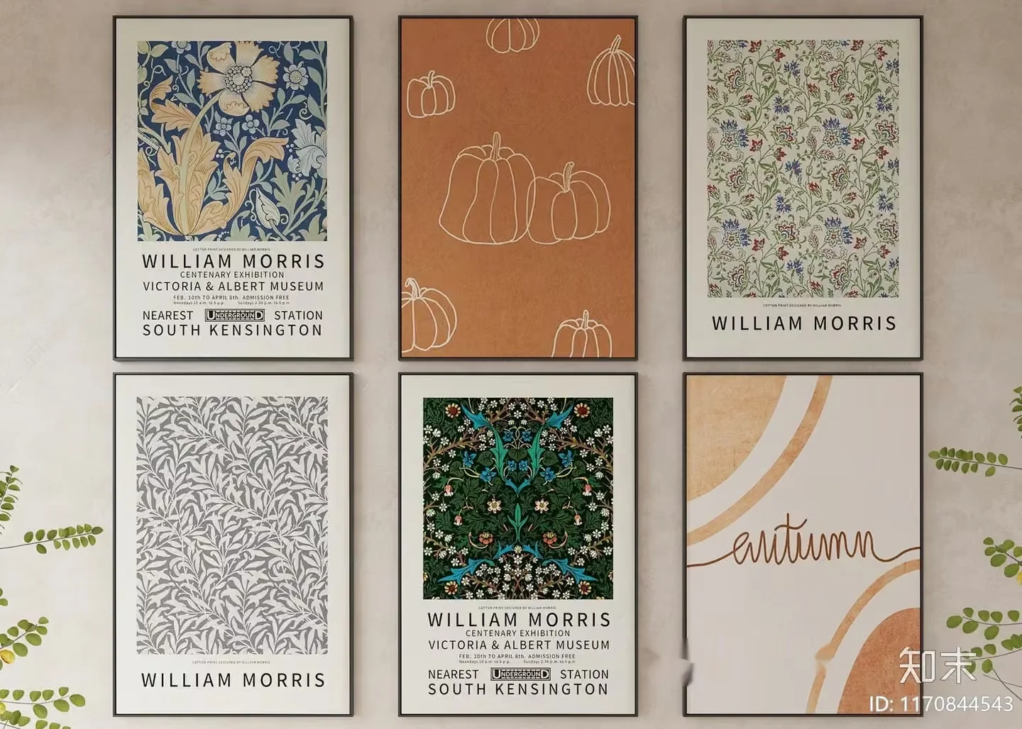 Six William Morris Posters 3D Model – 7317 – VRAY Render