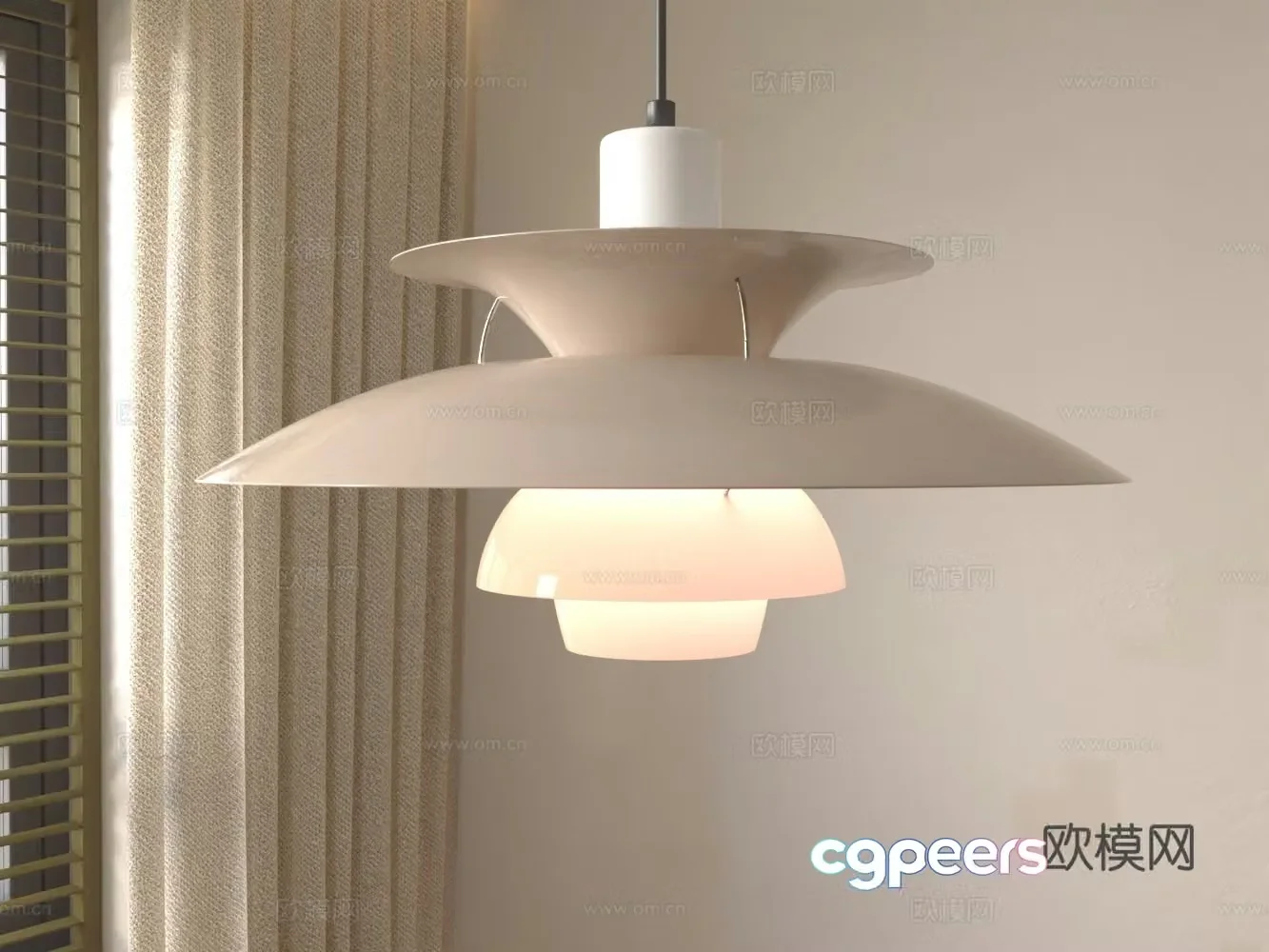 Modern home restaurant chandeliers metal glass lampshade circular chandeliers 3d model