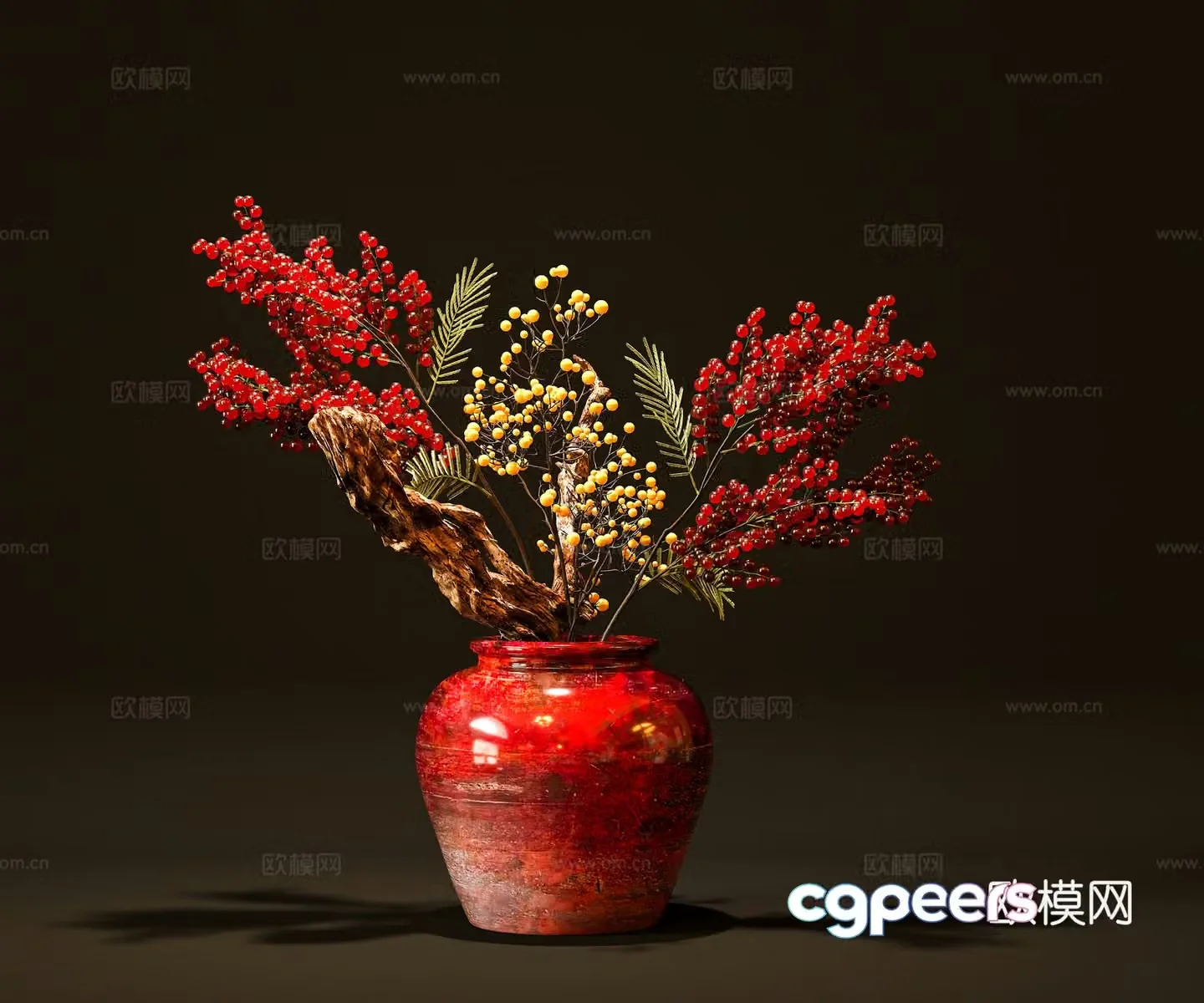 3D model of flower arrangement of vase