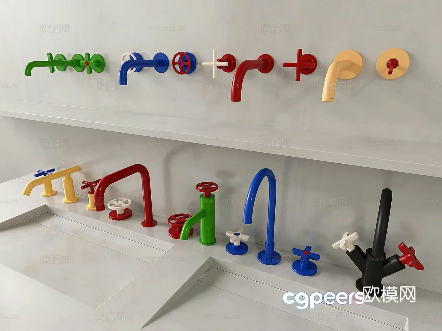 Modern Metal Faucet Dopamine Faucet Bauhaus 3D Model