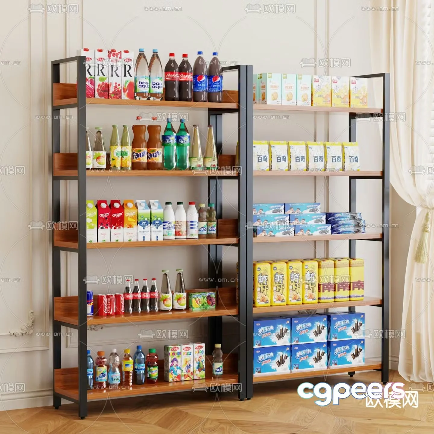 Nordic store rack snack rack 3d model