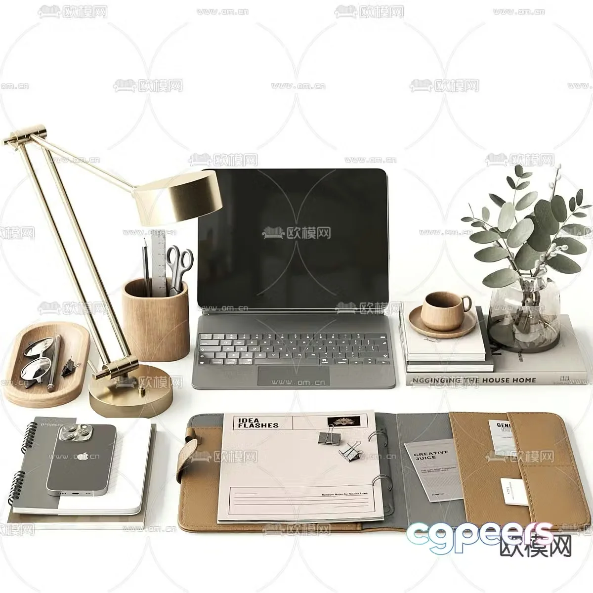 Mobile phone computer pen box office supplies 3d model