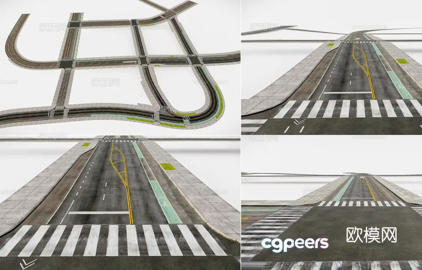 Modern city road car road street road street city street car driving lane 3d model