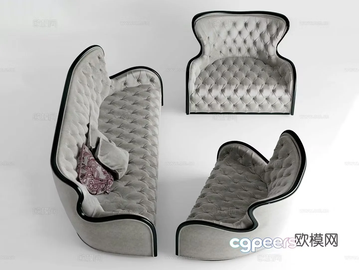 European style multi-person sofa 3D model