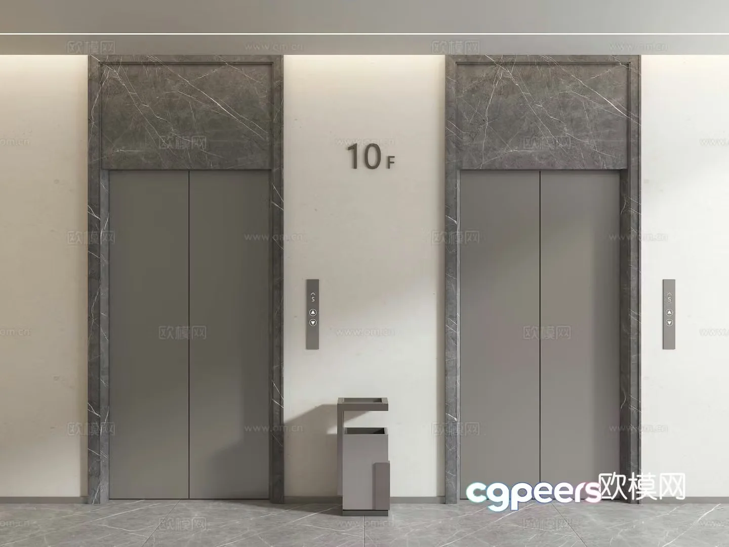 Elevator door Elevator elevator elevator lift lift button Trash can Stainless steel elevator 3D model
