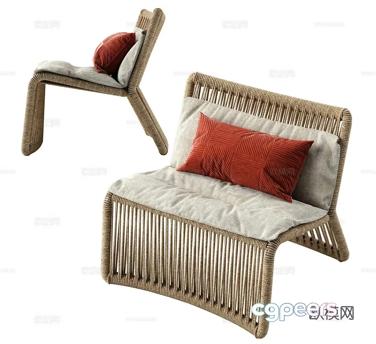 Wasabi style leisure chair Wasabi style leisure chair B&B single chair Rattan single chair Rattan single chair Rattan casual chair Garden 3D model