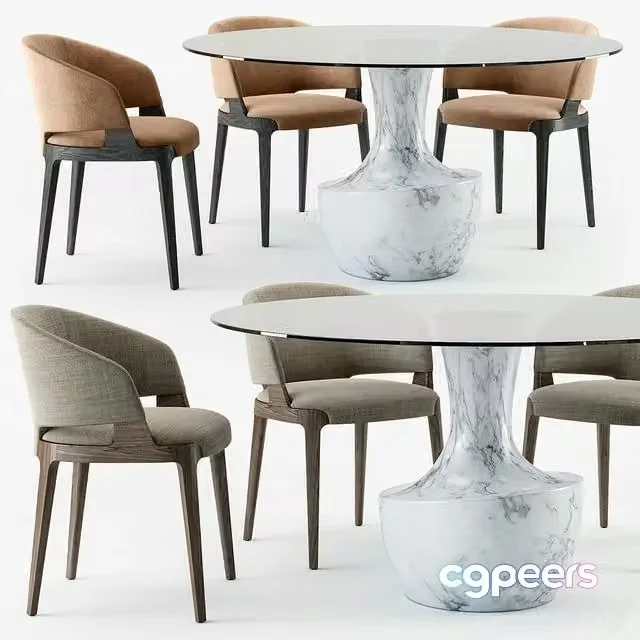 3ds Max Free – Potocco Velis tub chair Anfora table