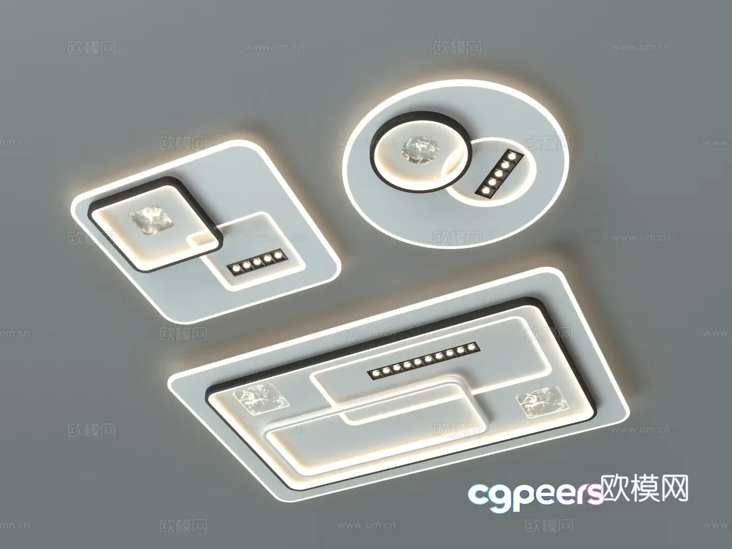 Modern simple ceiling light Living room and bedroom ceiling light Acrylic smoke board ceiling light Internet celebrity model 3D model