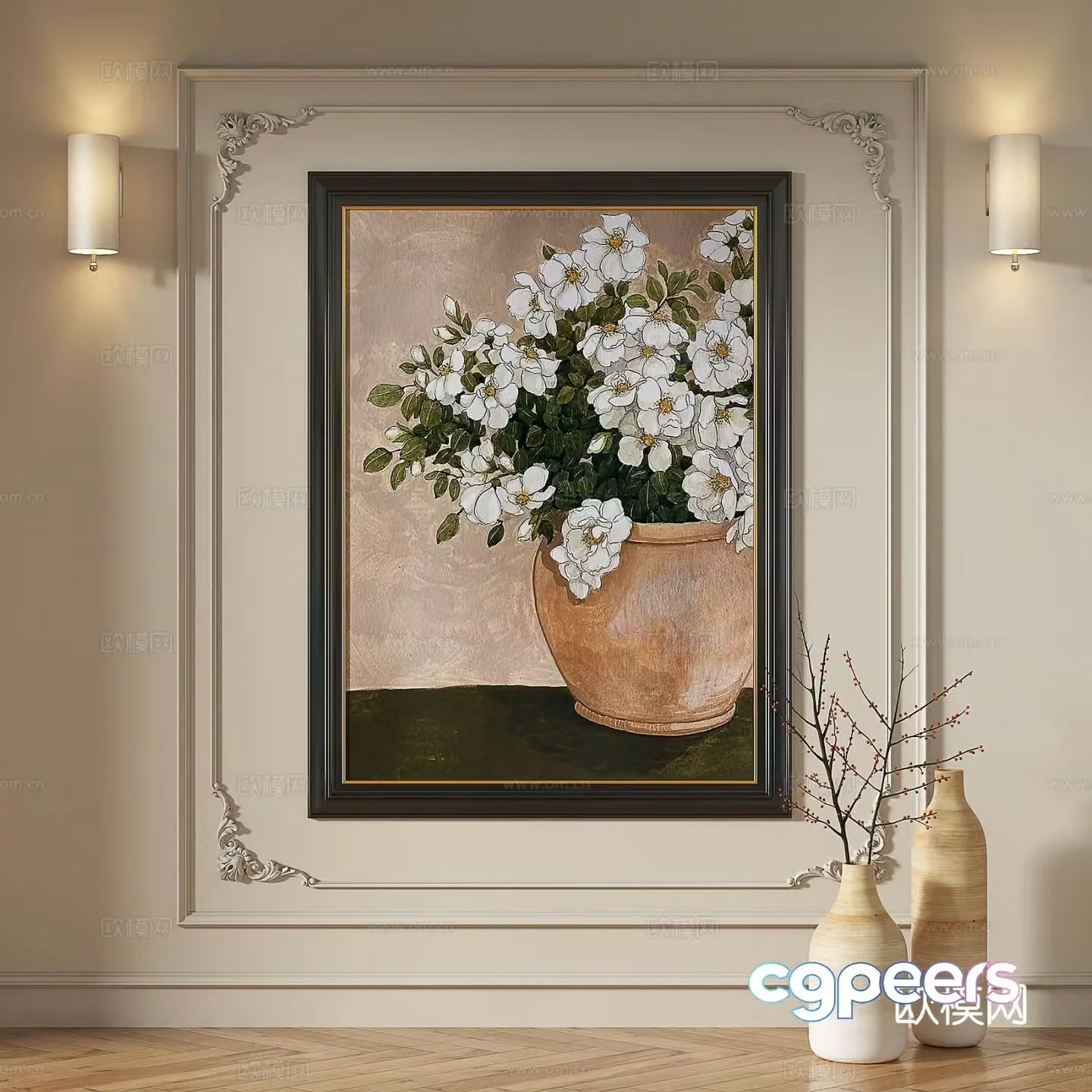 French hanging paintings retro oil paintings European murals classical decorative paintings abstract paintings decorative paintings 3D model