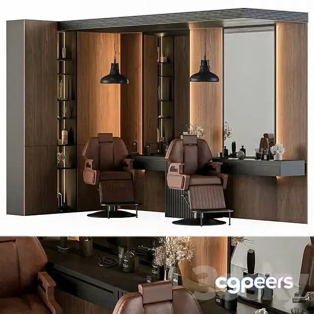 3ds Max Free – Beauty Salon Barber Shop – Set 08