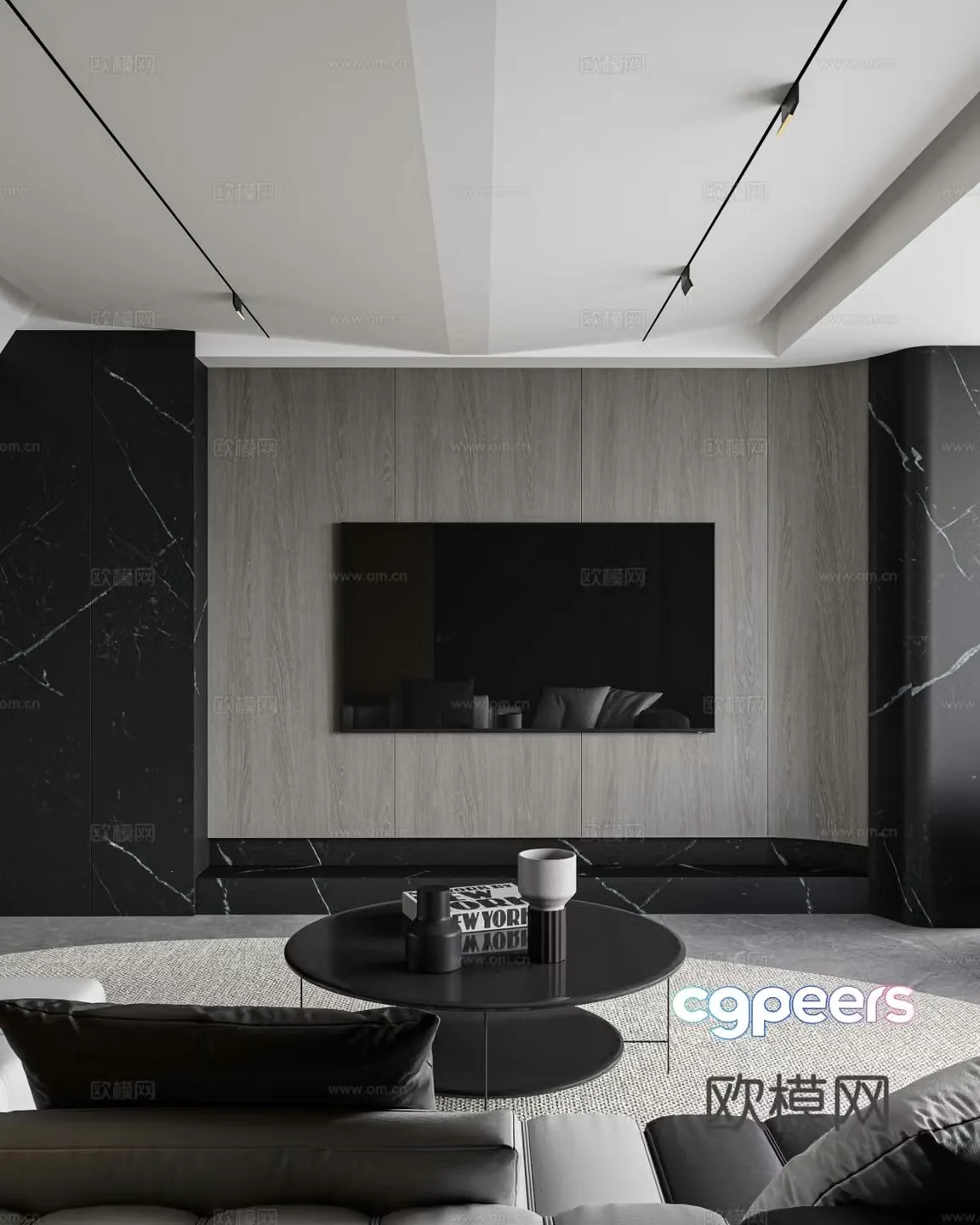 Modern living room TV wall 3d model