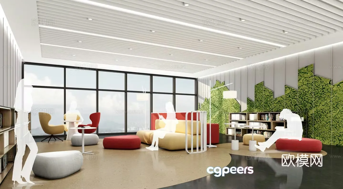 Modern rest area negotiation area reading area 3D model